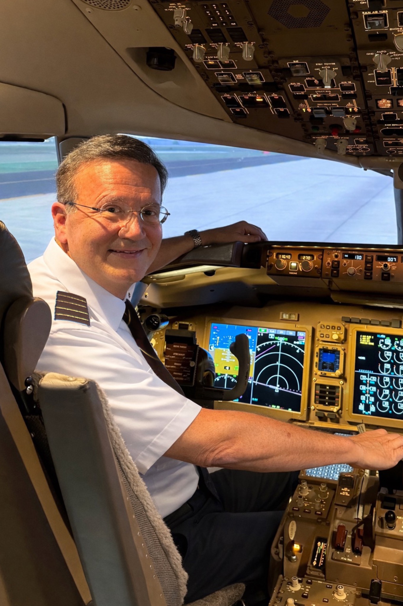 Captain Bob Brown in the flight deck